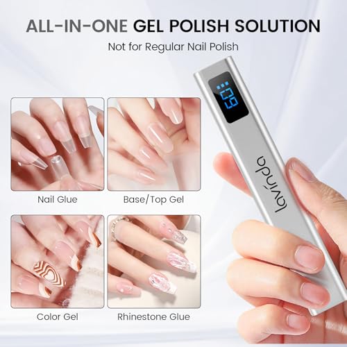 Lavinda Portable UV LED Nail Lamp for Gel Nails - Silver Cordless Mini Light