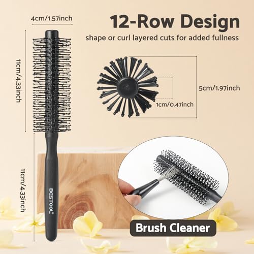BESTOOL Small Round Hair Brush for Short Hair & Beard Styling, Blow Dry & Smoothing