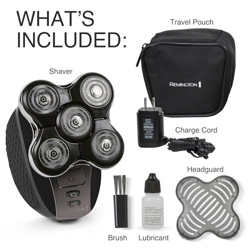 Remington Balder Pro XR7000 Head Shaver for Bald Men, Cordless Electric Razor, 5 Dual Track Rotary Blades, Waterproof Wet/Dry, Lithium Rechargeable, Hair Capture Chamber, Pop-Up Trimmer