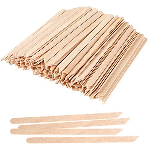 JANYUN 200 Pcs Eyebrow Waxing Sticks - Slanted Wood Applicators