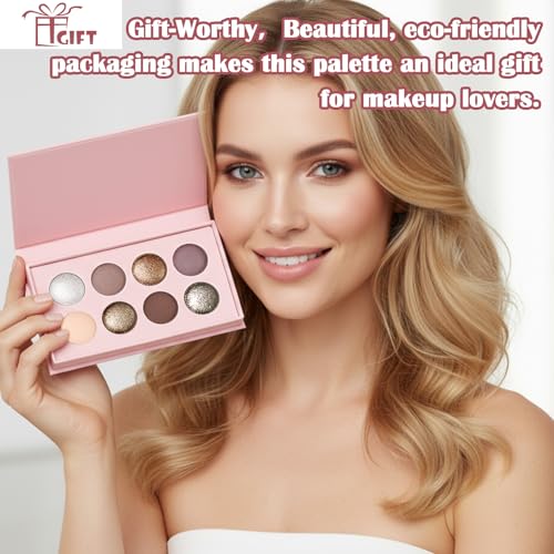 UCANBE 8-Color Matte & Sparkling Shimmer Eyeshadow Palette – Metallic + Matte Variation