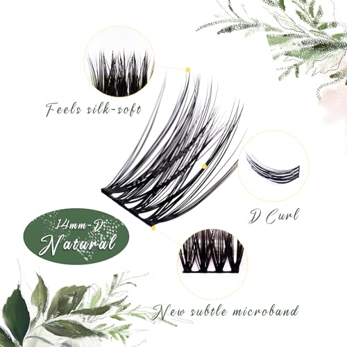 EHSZM BEAUTY 14mm D-Curl Lash Clusters - Wispy Outer Corner Lift