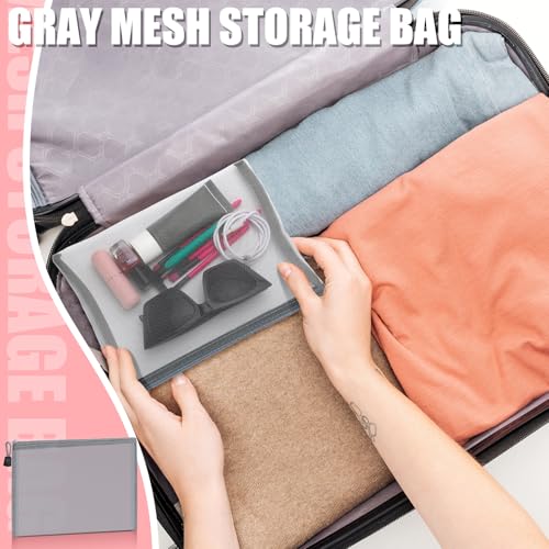 Outus 15 Pcs Gray Mesh Zipper Bags - 9.84 x 7.09 Inches