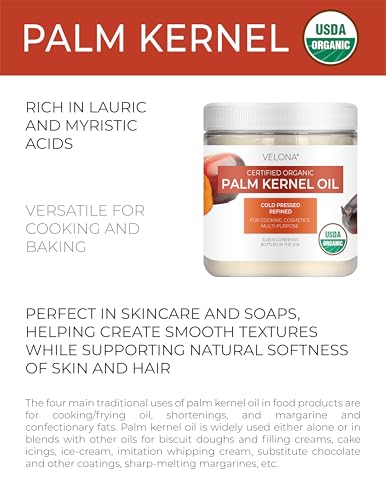 Velona USDA Organic Palm Kernel Oil - 8 fl oz, Cold Pressed, Non-GMO
