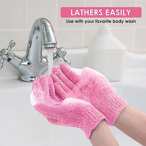 Sibba Exfoliating Wash Gloves - 2 Pack Dual Texture Body Scrub Mitts