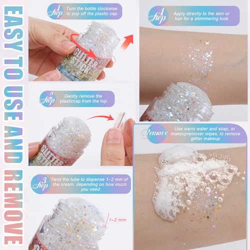 Red Face & Body Glitter Stick - Sparkling Hair & Makeup Glitter 32G