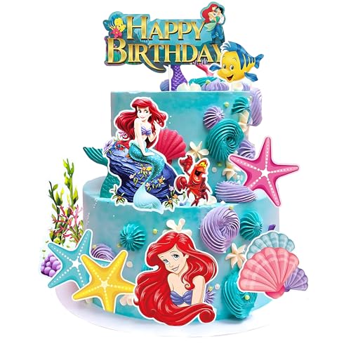 Mermaid Cake Decorations Set - 10 Ocean Themed Toppers for Birthdays