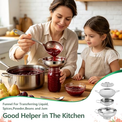 4-in-1 Stainless Steel Canning Funnel Set with Strainers