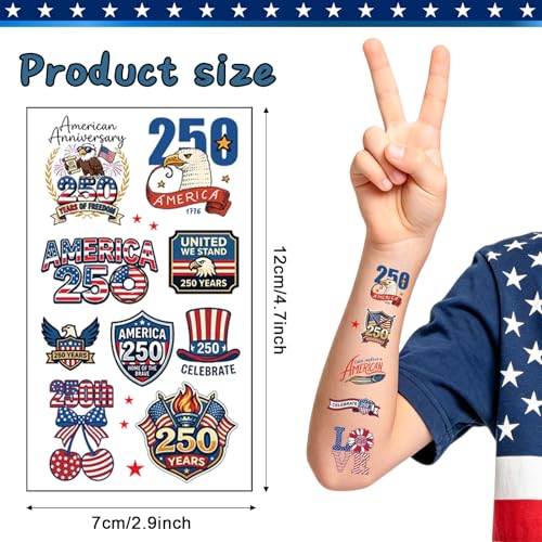 Independence Day Temporary Tattoos - 80 PCS USA Designs