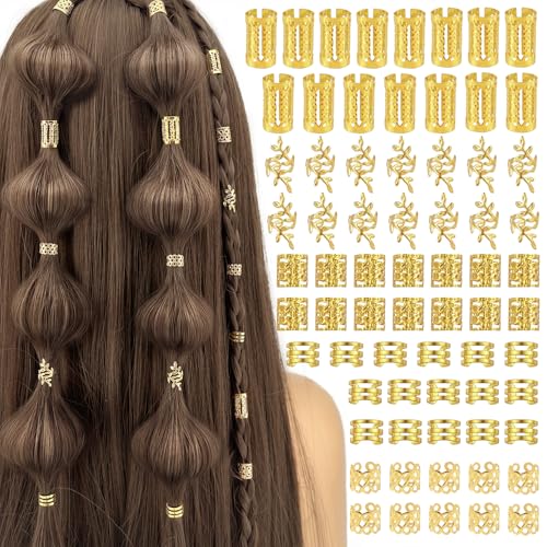 50Pcs Adjustable Metal Hair Cuffs Set for Braids & Dreadlocks