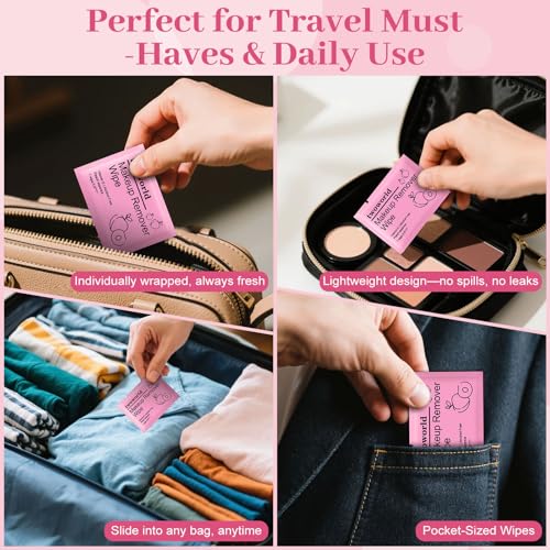 100 Individually Wrapped Makeup Remover Wipes, Honey Peach Travel Wipes