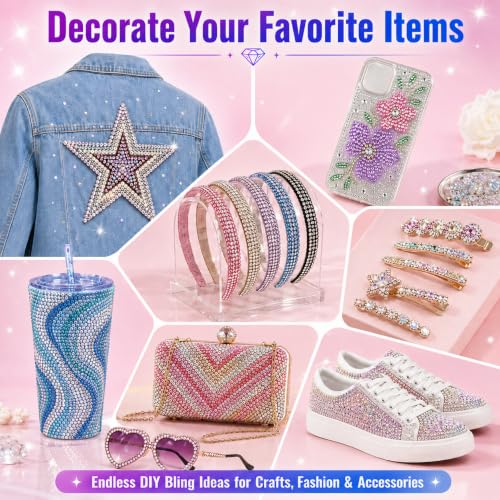30000PCS DIY Rhinestone Bedazzling Kit with 28 Colors & Glue for Crafts, Nails, Phone Cases & Apparel