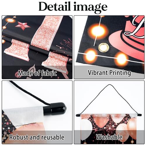 70th Birthday Banner Set - Black Rose Gold Decor for Women