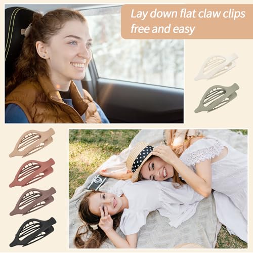 6 Packs French Flat Claw Clips for Strong Hold - Wine Red