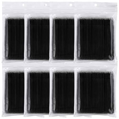 800PCS Black Microfiber Eyelash Swabs - 10CM Lash Removal Wands