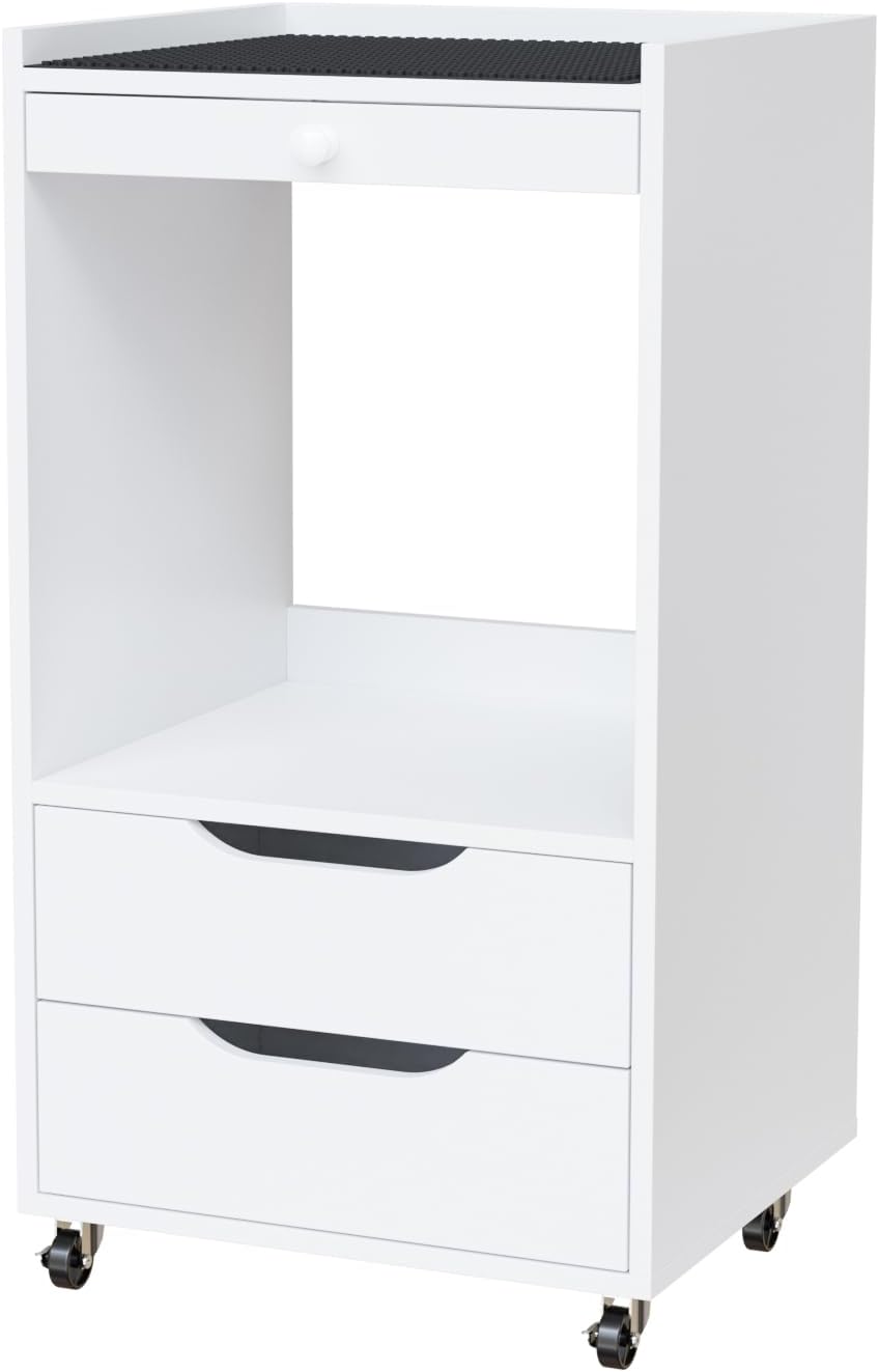 Salon Trolley Cart with Wheels - Mobile Beauty Organizer with Non-Slip Drawers | White