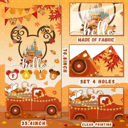 Hello Fall Mouse Pumpkin Door Cover - Thanksgiving Party Decoration