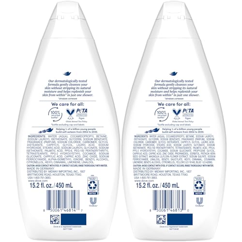 Dove Body Wash Variety Pack 2x25.35 Fl Oz – Silky Velvet & Gentle Pamper, Plant-Based Moisture, Vegan & Sulfate-Free