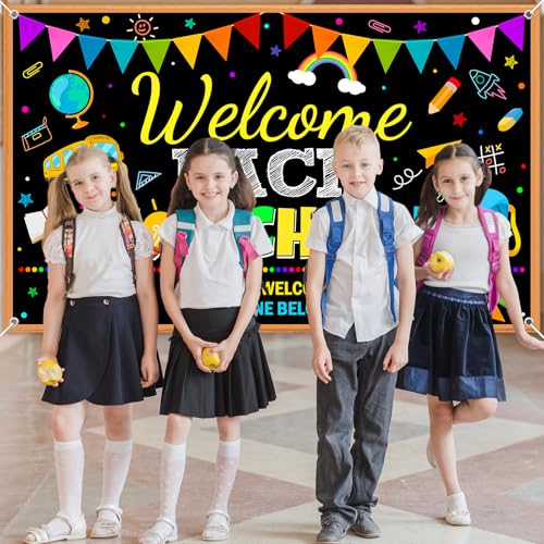 Welcome Back to School Banner - Colorful Classroom Decoration (6 x 3.6 ft)