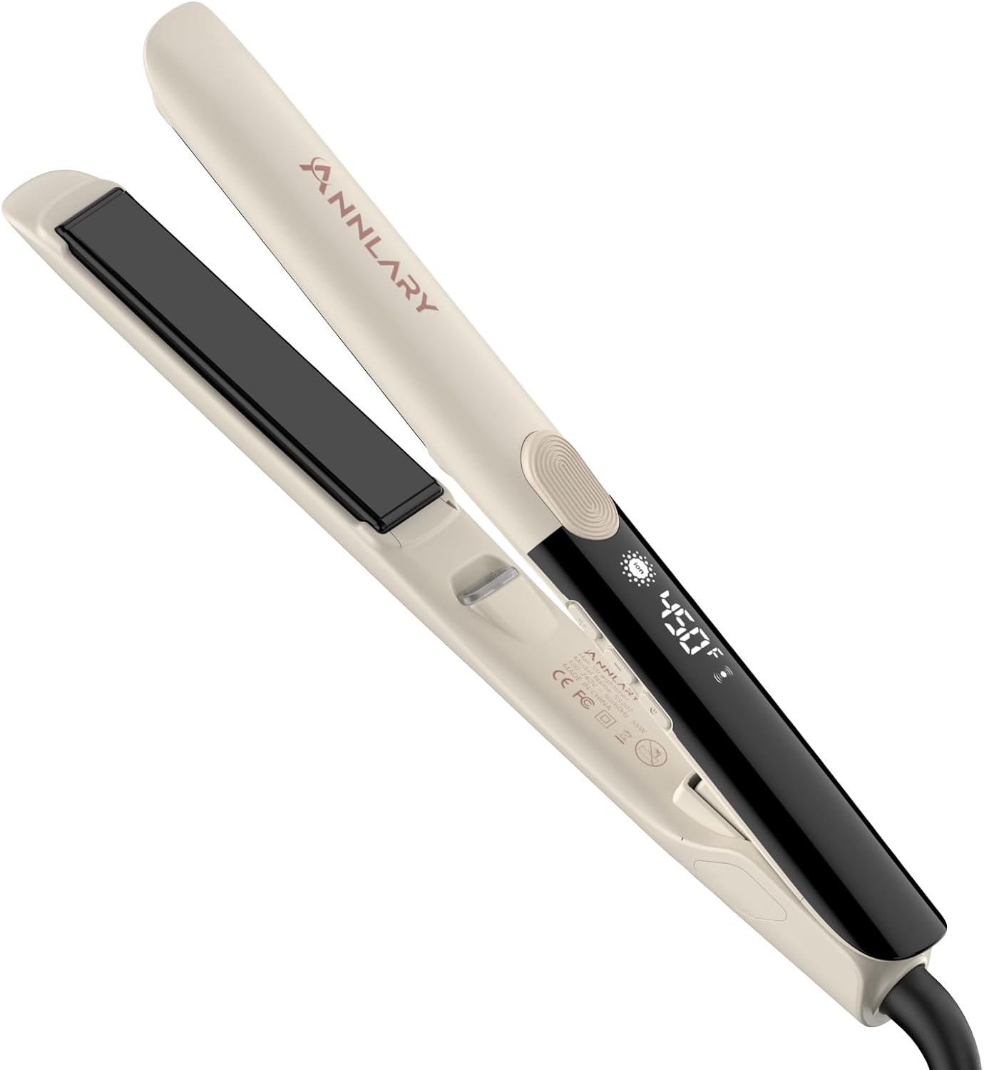 Annlary Hair Straightener | 1 Inch 2-in-1 Flat Iron & Curler - Titanium Ceramic, Ionic Dual Voltage for Smooth, Frizz-Free Hair