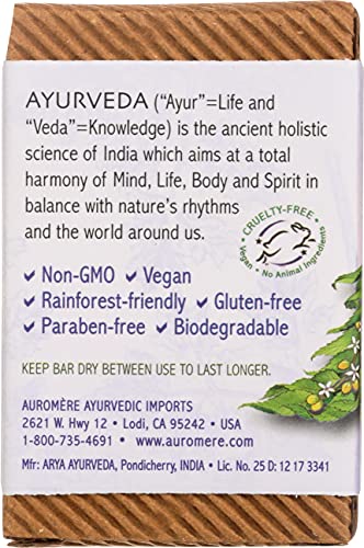 Auromere Lavender Neem Bar Soap - Eco-Friendly 2.75 oz (Pack of 3)