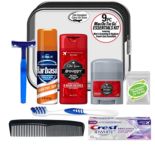 Men's Travel Toiletry Kit - 9-Piece TSA Compliant Essentials