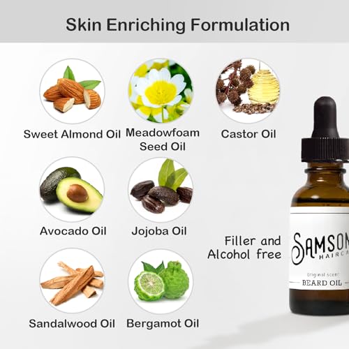 Samson's Beard Oil - Moisturizing & Soothing for Dry Skin, 1 oz
