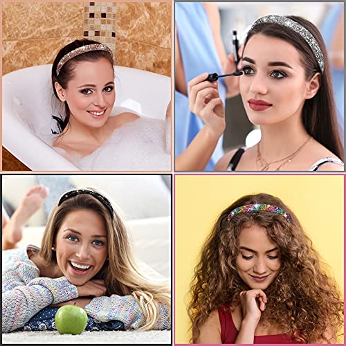 4 Pieces Rhinestone Headbands for Women, Bright Color