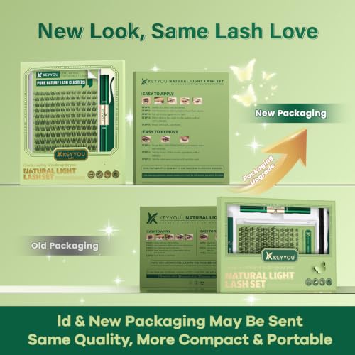 KEYYOU Wispy Lash Clusters Kit N01, 8-16mm D Curl Natural Lashes for Beginners
