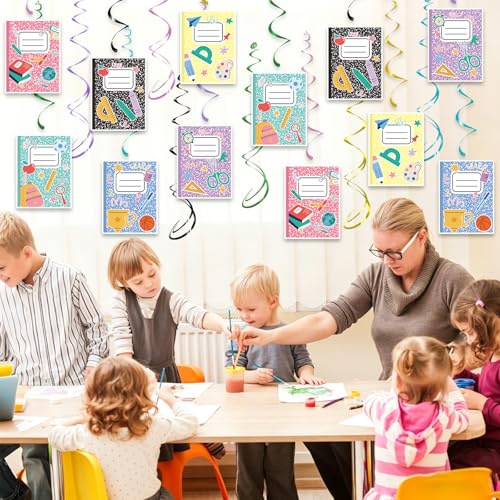 Back to School Swirl Decorations - 30 Colorful Hanging Streamers