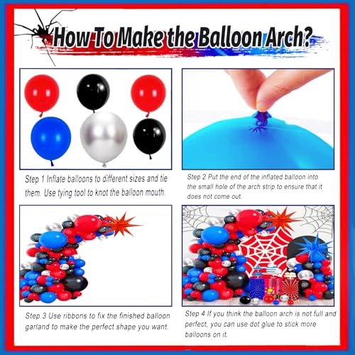 139 Pcs Cartoon Spider Theme Balloon Arch Kit - Party Decorations