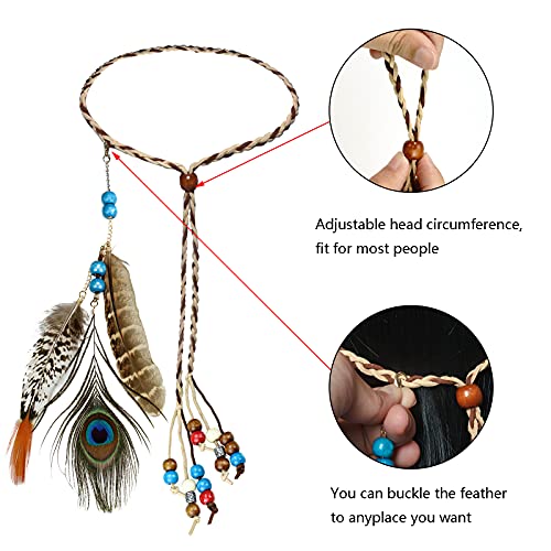 Boho Peacock Feather Headband for Festivals and Costumes