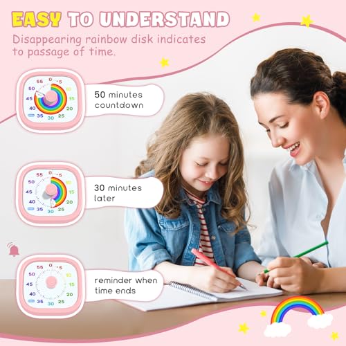 HIPPIH Visual Timer for Kids - 60-Minute Silent Countdown Timer