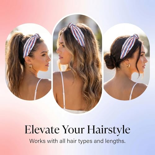 4th of July Patriotic Headband for Women Red White Blue Sequin Hair Accessory