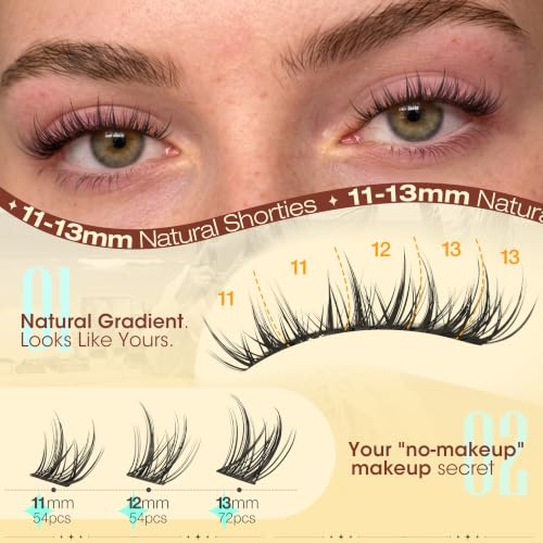 Ruairie Manga Lash Clusters A - Wispy Curly Eyelash Clusters 180pcs Natural 11-13mm DIY