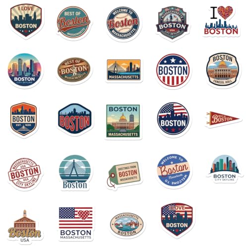 Boston Refrigerator Magnets - 24 Pcs City Souvenirs Set