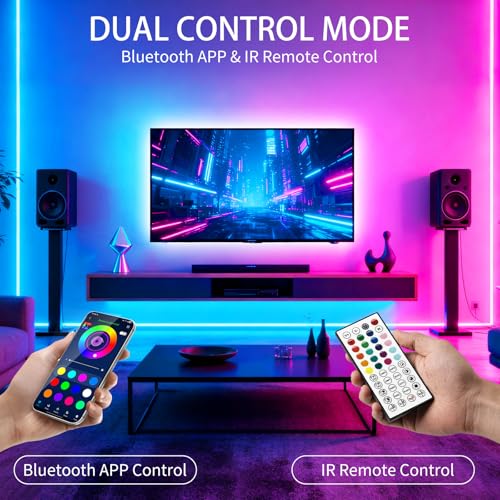 50FT RGB LED Strip Lights with Music Sync & Smart App Control