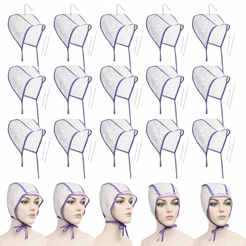 20 Pcs Hair Highlighting Cap Set with Metal Hooks for DIY Hair Coloring