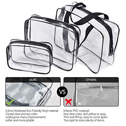 4-Piece Clear PVC Travel Toiletry Bag Set for Men & Women - Large, Medium, Small