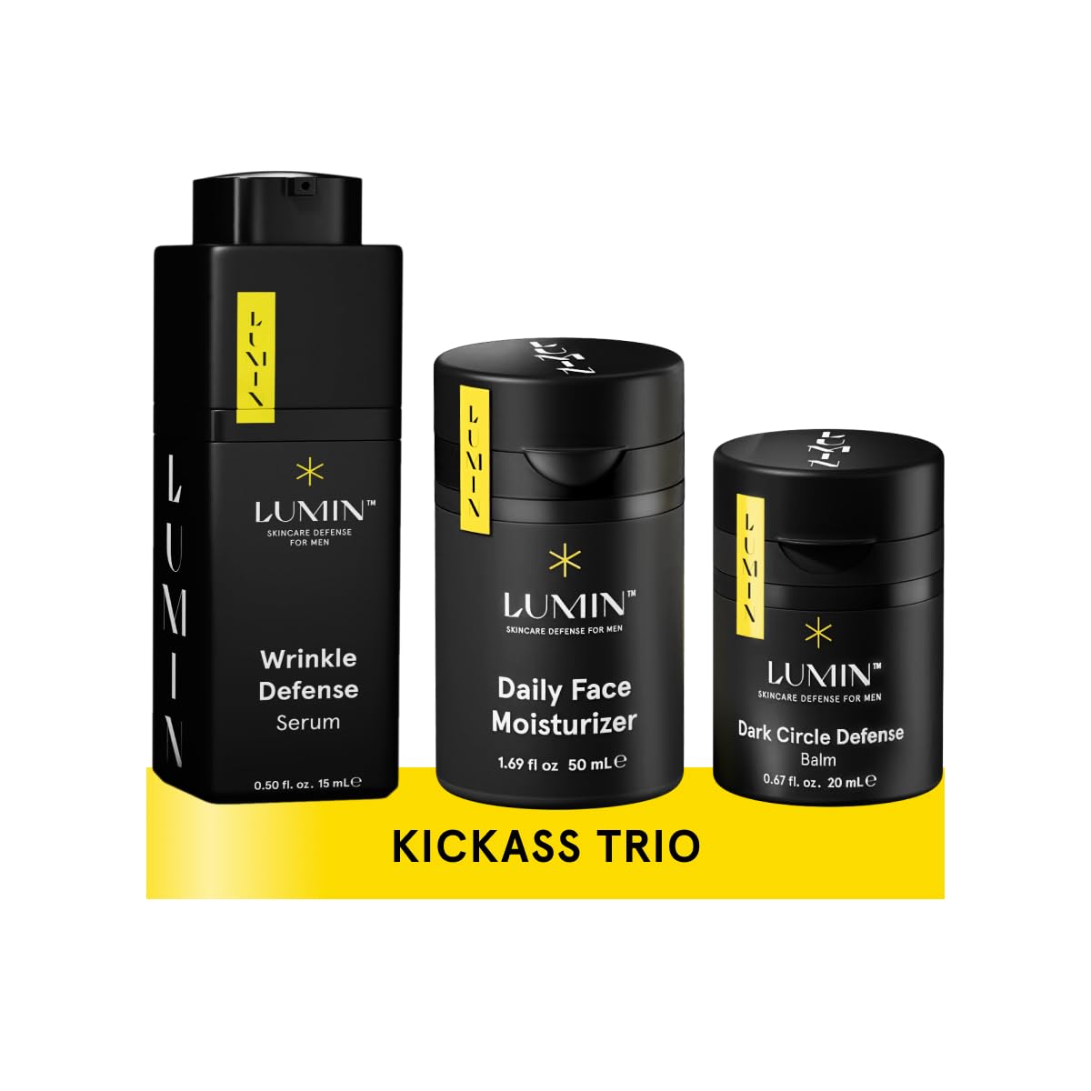 Lumin Men's Skincare Kit - Smooth Operator Detox with Charcoal Face Wash, Scrub & Moisturizer | Two Month Supply