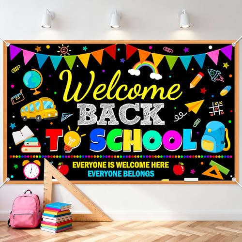 Welcome Back to School Banner - Colorful Classroom Decoration (6 x 3.6 ft)