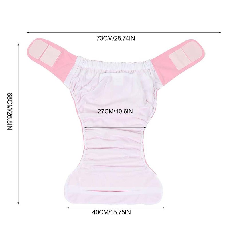 Dioche Soft Adult Swim Cloth Diaper Cover, Reusable Elderly Incontinence Nappies Underwear with Maximum Absorbency for Men or Women, Waist: 19.7-49.9inch(Pink)