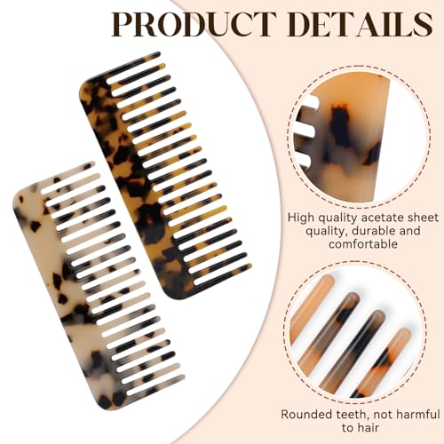 Mozeat Lens Wide Tooth Comb Set - Tortoise & Tokyo Style for Curly Hair