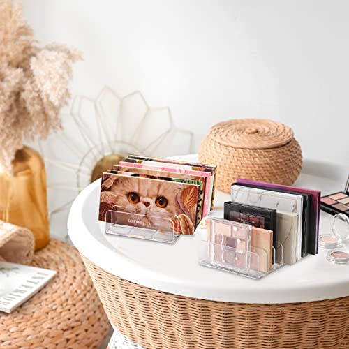 Lolalet 2 Pack Clear Acrylic Makeup Organizer with 14 Slots for Eyeshadows, Blush, Face Powder, Contours & Bronzers