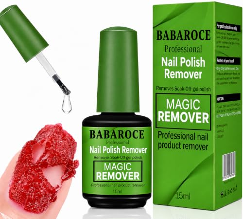 Babaroce Green Magic Gel Nail Polish Remover with Brush – Fast & Easy Wipe-Off Formula