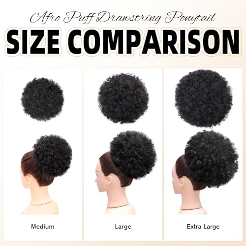 AISI QUEENS Short Afro Puff Drawstring Ponytail, Large, 1B#