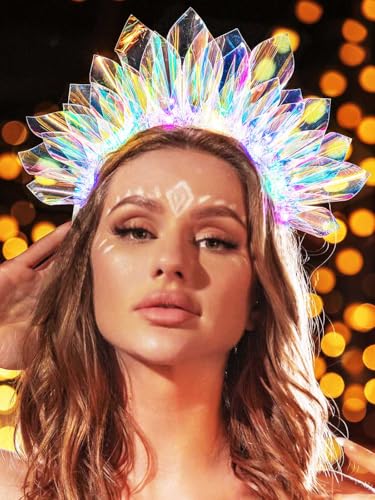 JONKY LED Light Up Crown Headband - Glow-in-the-Dark Party Hair Accessory