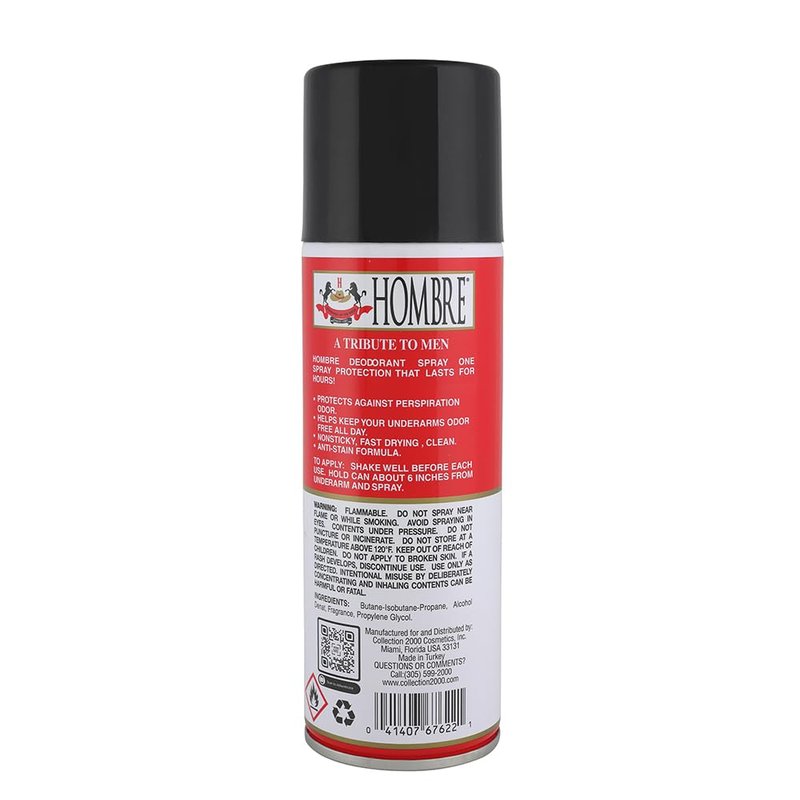 Hombre Red Deodorant Body Spray Classic for Men 5.5oz-156g (1 Pack)