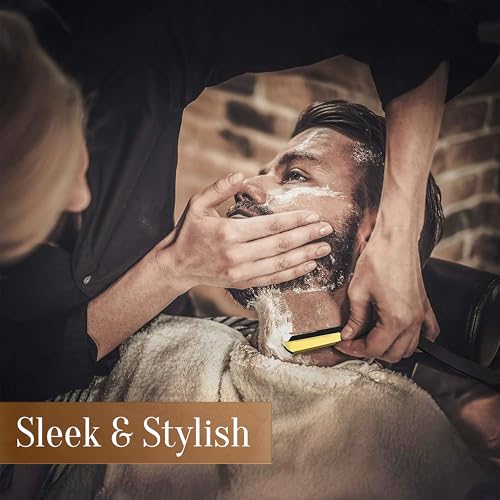 Fac?n Straight Razors for Men - Professional Barber Straight Edge Razor Kit with 100 Blades, Classic Stainless Steel Barbero Shaver for a Smooth & Precise Shave, Premium Barber Razor for Men's Shaving