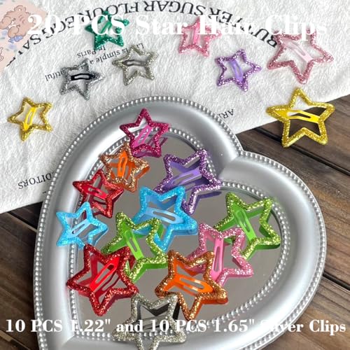 20-Piece Star Hair Clips Set - Non-Slip Metal Snap Barrettes for Women